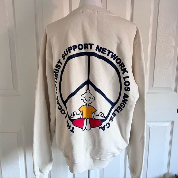Madhappy Limited Local Optimist Support Network Crewneck Sweatshirt Large Cream - Picture 3 of 9